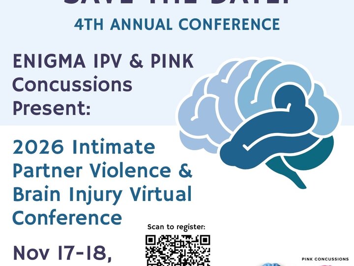 Save the date announcement for a virtual conference on Intimate Partner Violence and Brain Injury.